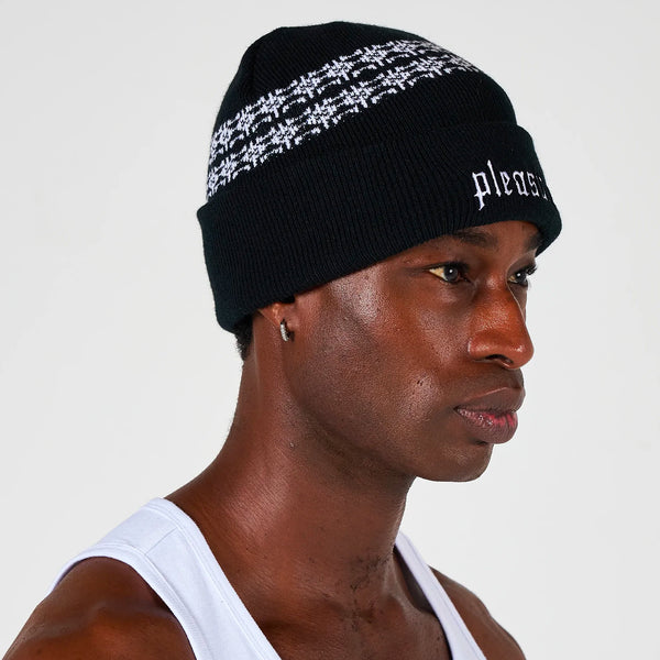 WIRE JACQUARD BEANIE (Black)