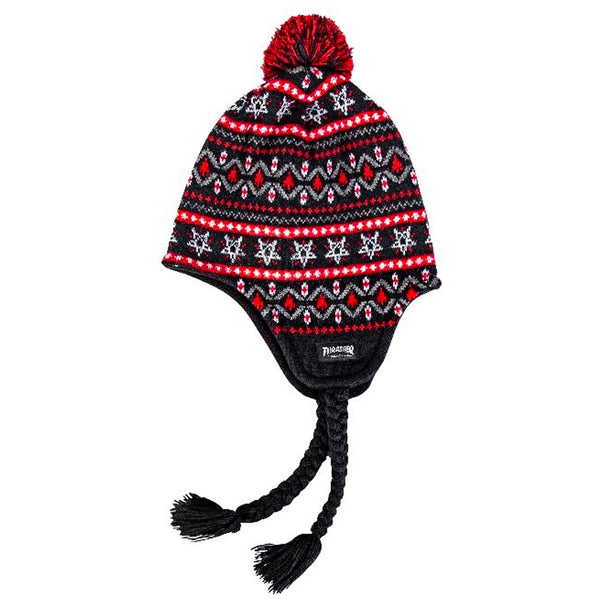 Thrasher Magazine Logo Sherpa Beanie (Black/Red)