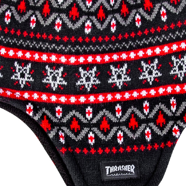 Thrasher Magazine Logo Sherpa Beanie (Black/Red)