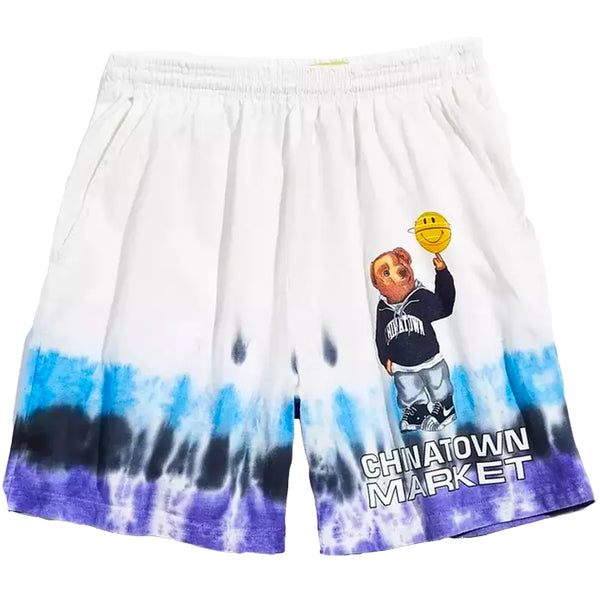 Smiley Bear Shorts (White Tie Dye)