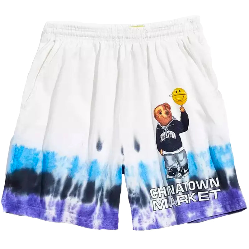 Smiley Bear Shorts (White Tie Dye)