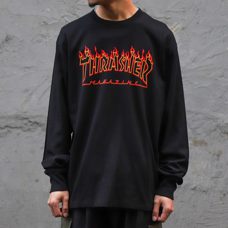 Flame Outline LS Tee (Black)