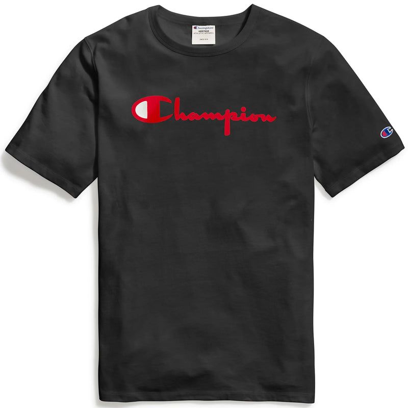 Champion Life® Heritage Tee, Flock 90s Logo (Black)