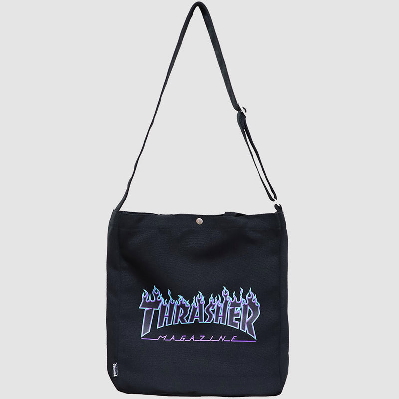 Purple Flame Tote Bag (Black)