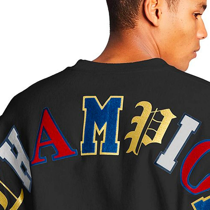 Reverse Weave Crew - Old English Lettering (Black)