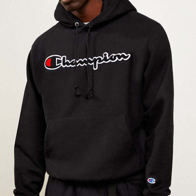 Reverse Weave Chenille Logo Hoodie (Black)