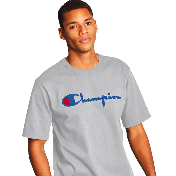 Champion Life® Heritage Tee, Flock 90s Logo (Oxford Grey)