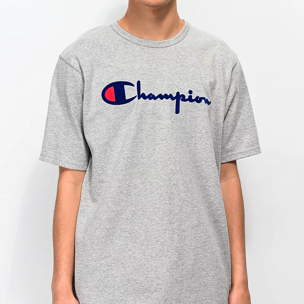 Heritage Flock Script Logo Tee (Grey)
