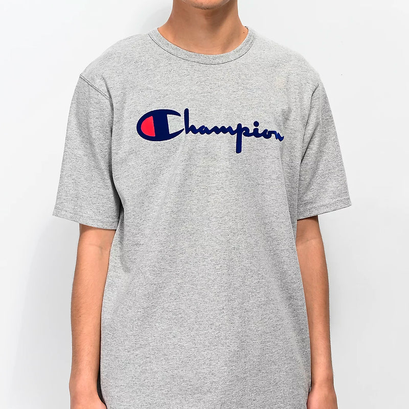 Heritage Flock Script Logo Tee (Grey)