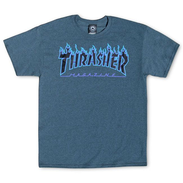 Thrasher Flame Logo Tee (Dark Heather)
