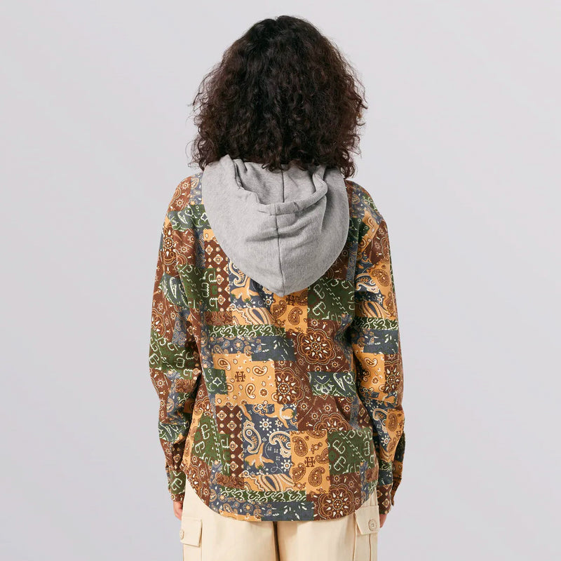 PATCHWORK CORD HOODED JACKET