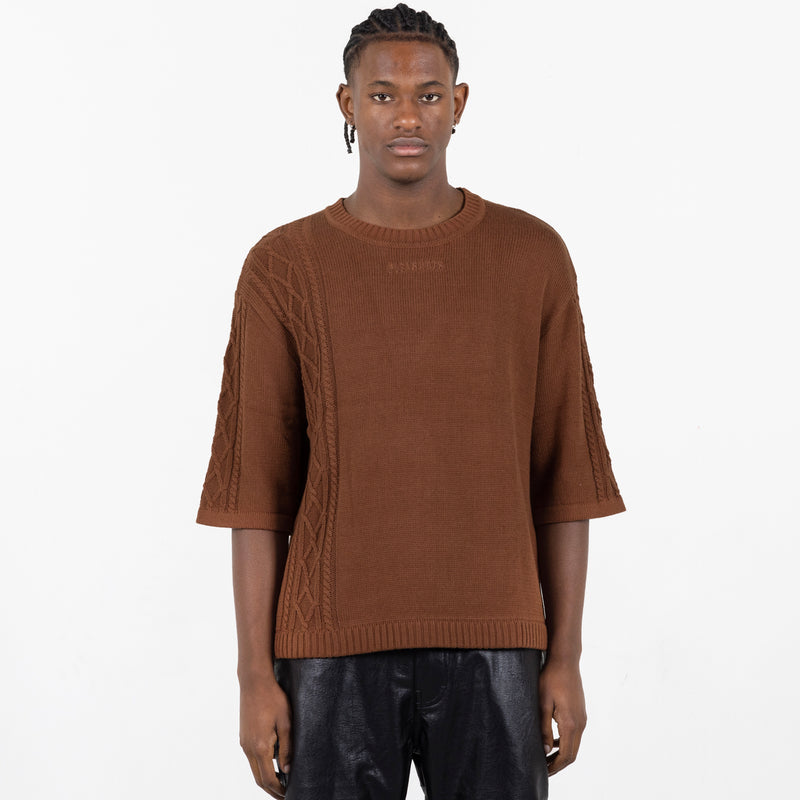 Charlie Mock Neck Knit Shirt (Brown)