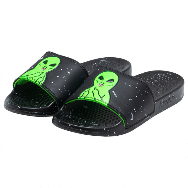 We Out Here Slides (Black/Neon Green)