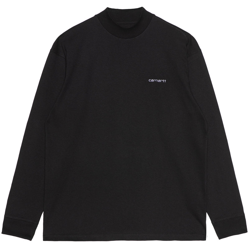 Mock Neck Script Emb LS Tee