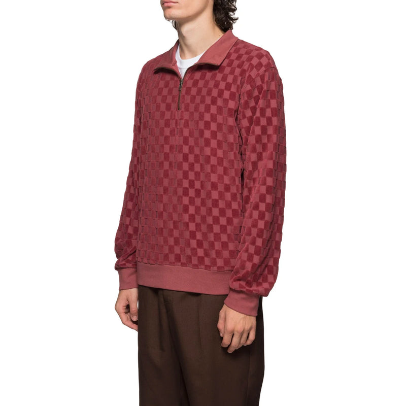 stussy check ls zip mock neck