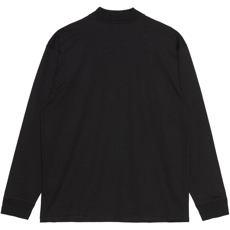 Mock Neck Script Emb LS Tee