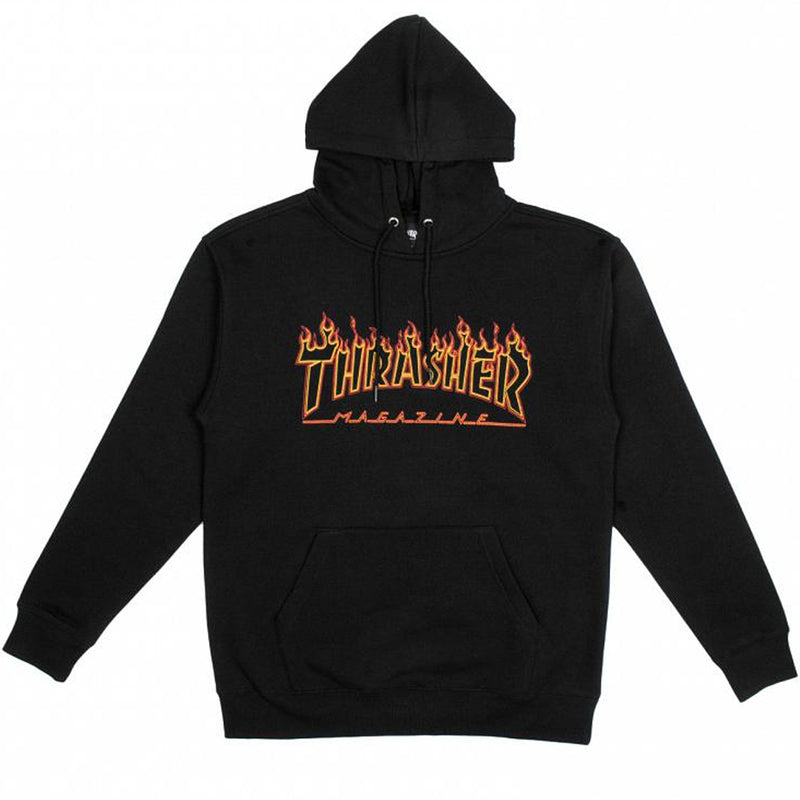 Thrasher Flame Outline Hoodie (Black)