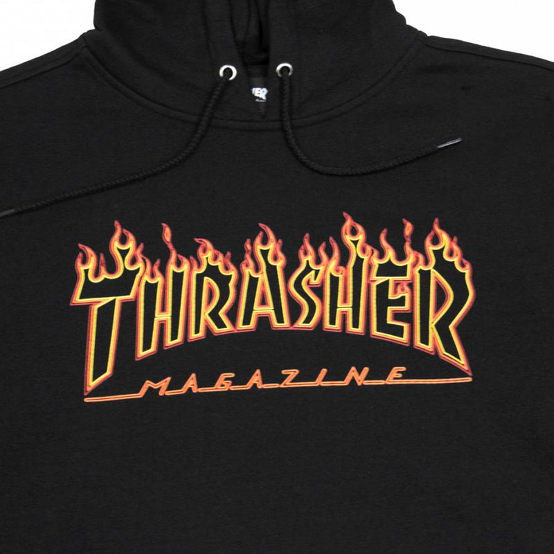 Thrasher Flame Outline Hoodie (Black)