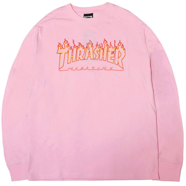 Flame Outline LS Tee (Pink)