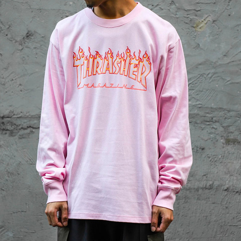 Flame Outline LS Tee (Pink)