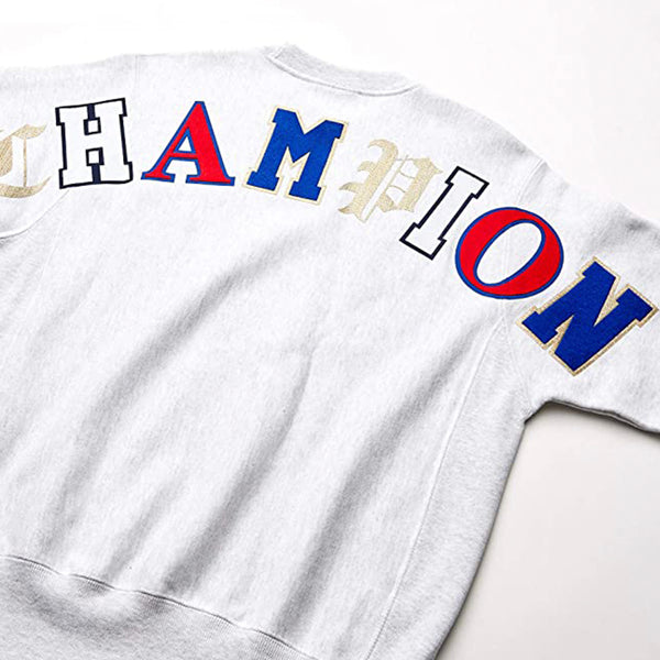 Reverse Weave Crew - Old English Lettering (Silver Grey)