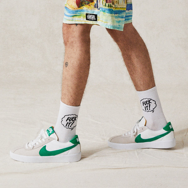 F*CK IT 1/4 Sock (White)