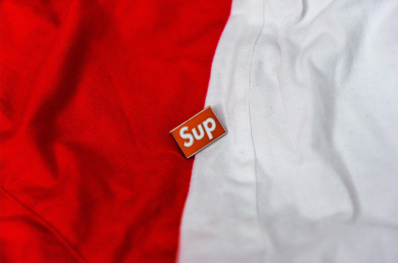 PINTRILL BOOTLEG PIN SUP - WHITE ON RED