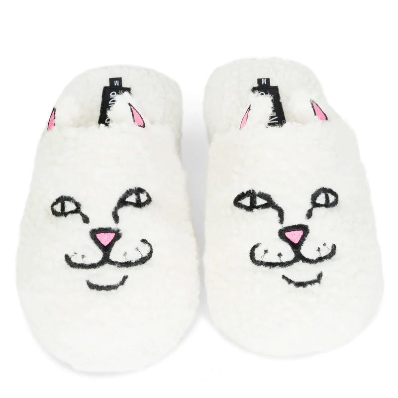 Nerm Face Fuzzy House Slippers (White)