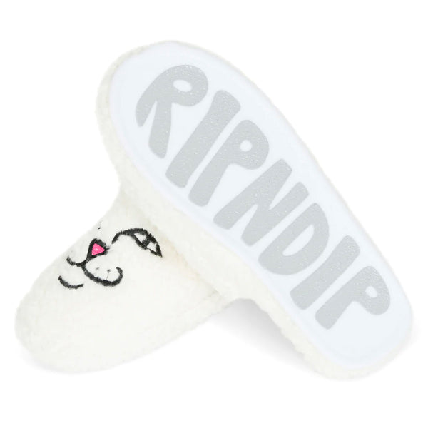 Nerm Face Fuzzy House Slippers (White)